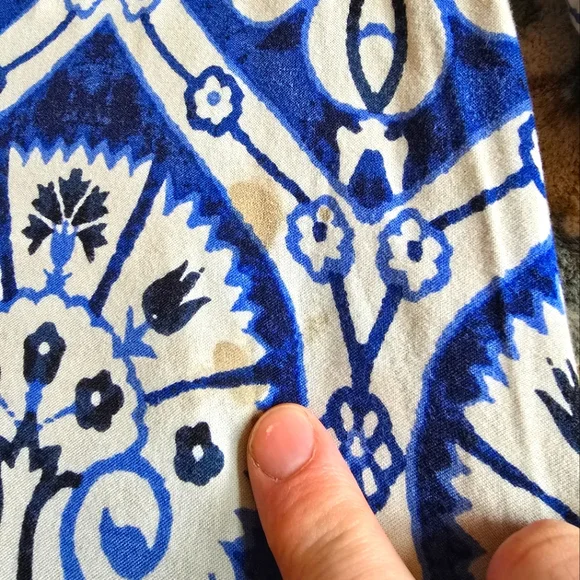 Haute Hippie Blue And White Mosiac Palazzo Wide-Leg Pants Women's L - Picture 10 of 10